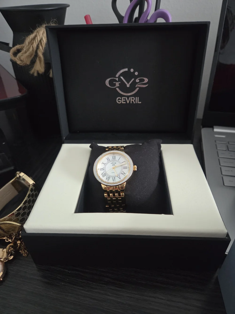 EVRI Gold-Tone Women's Watch with Mother-of-Pearl Dial